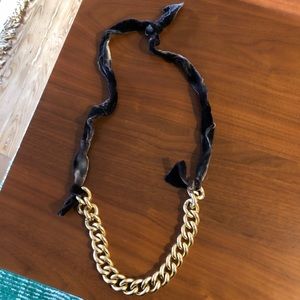 Hand dyed velvet ombré brass curb chain necklace